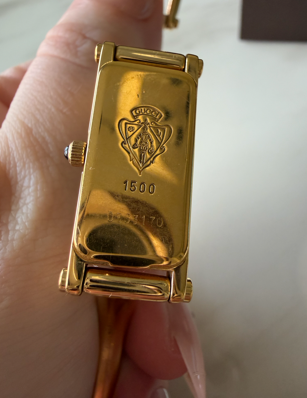 Gucci 1500L Gold-Plated Bangle Watch