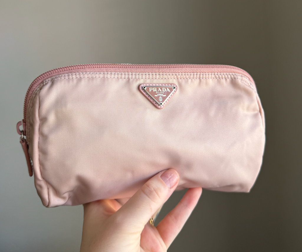Prada Nylon Cosmetic Pouch (Baby Pink)