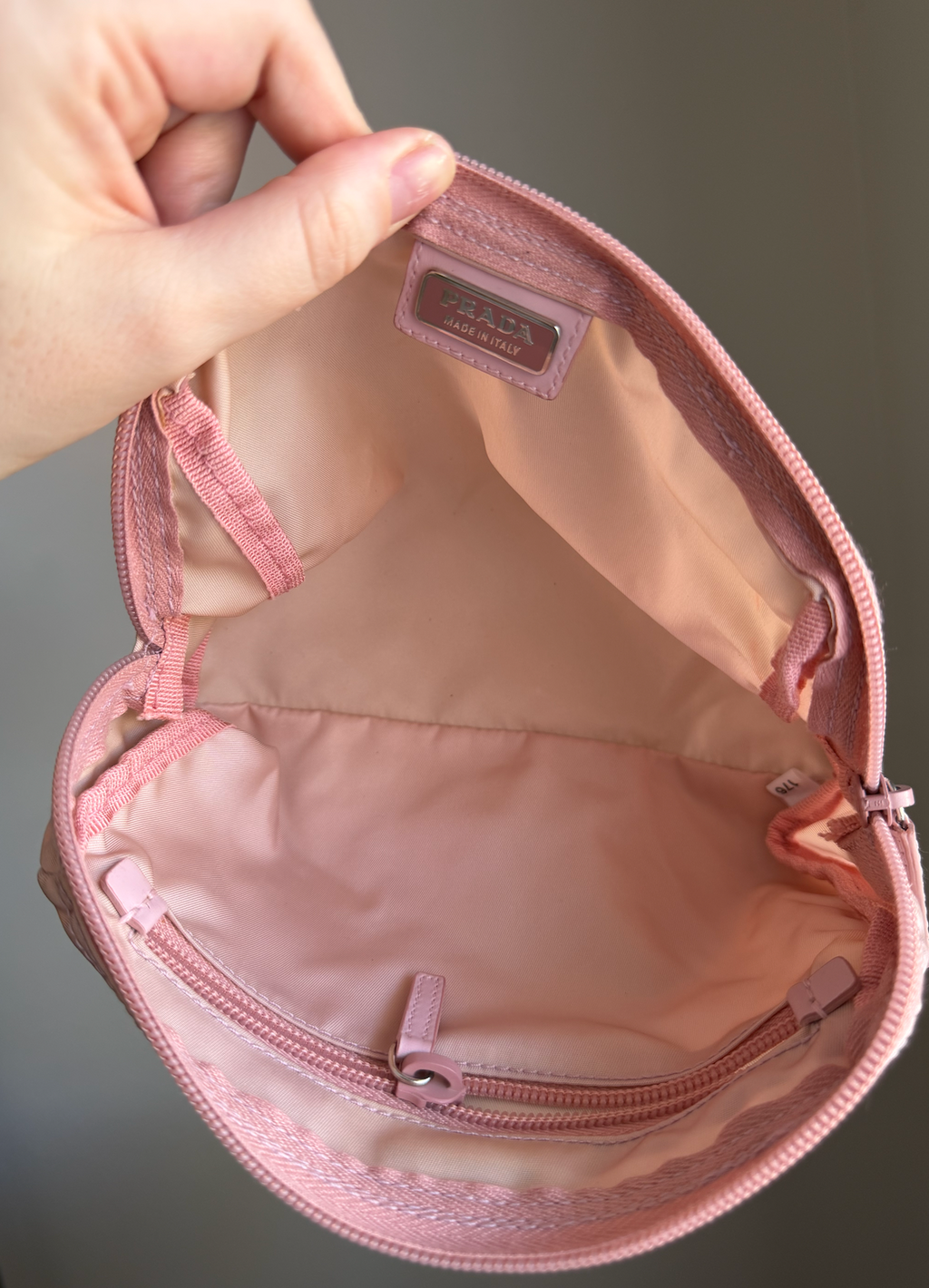 Prada Nylon Cosmetic Pouch (Baby Pink)
