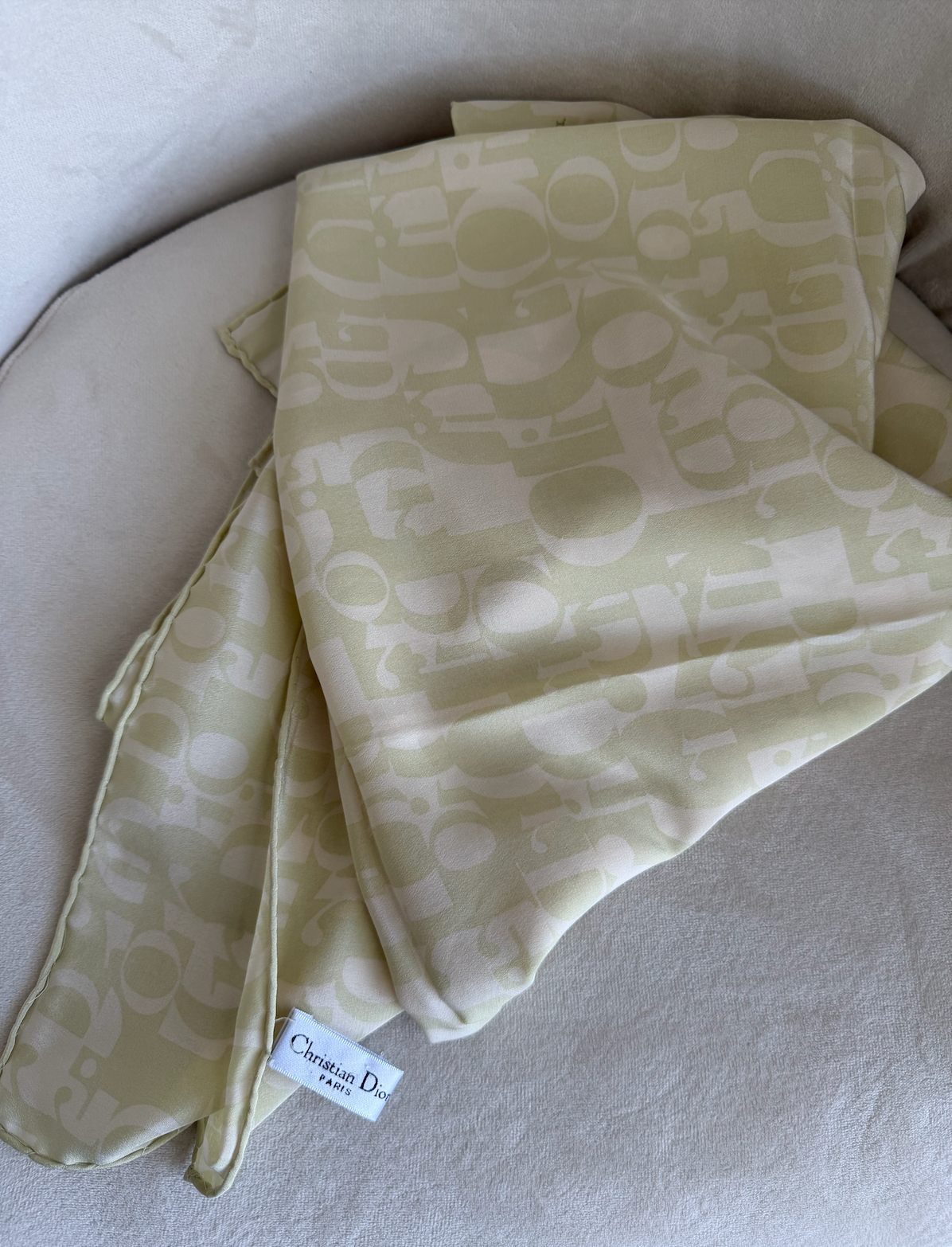 Dior Cream/Green Silk Scarf