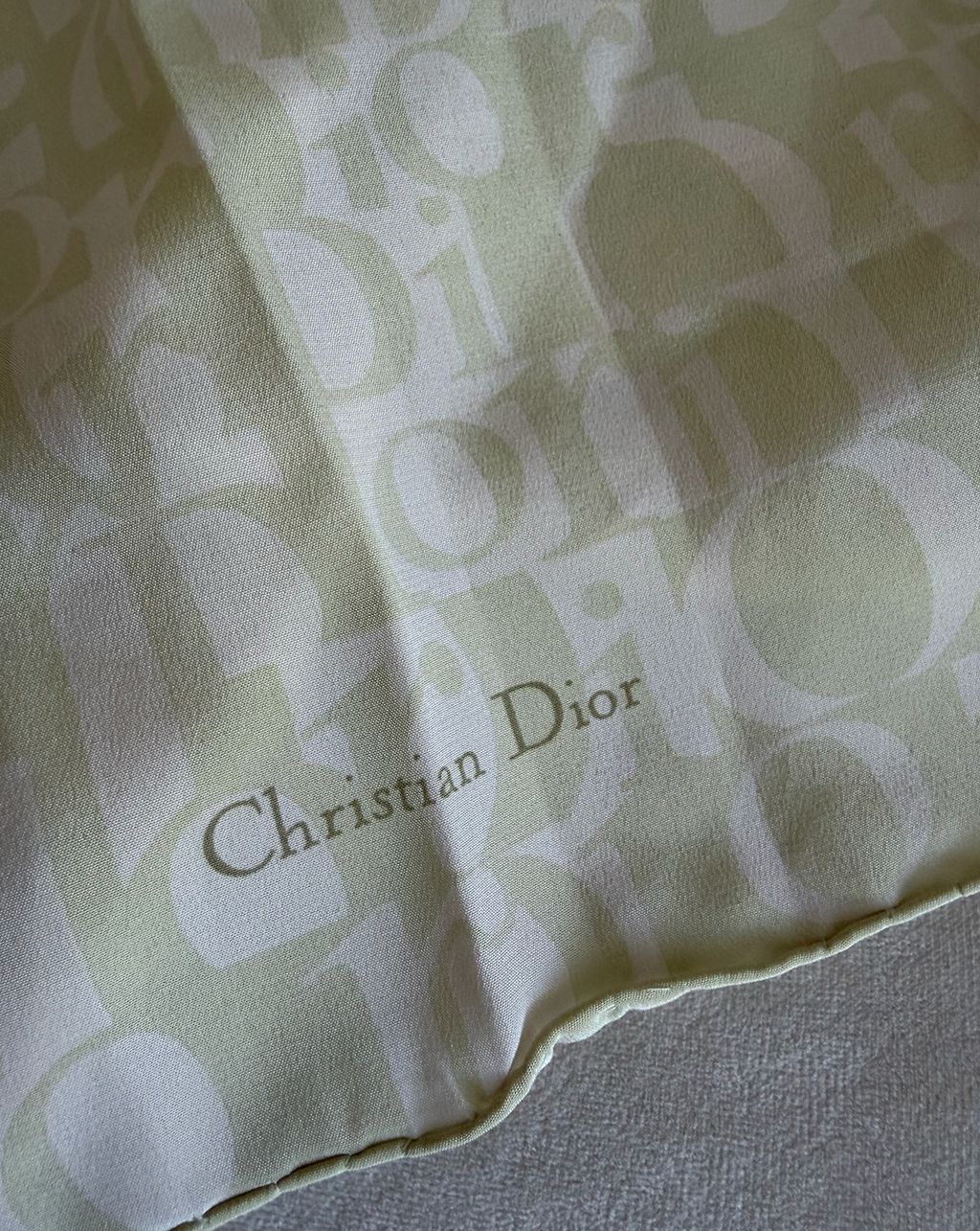 Dior Cream/Green Silk Scarf