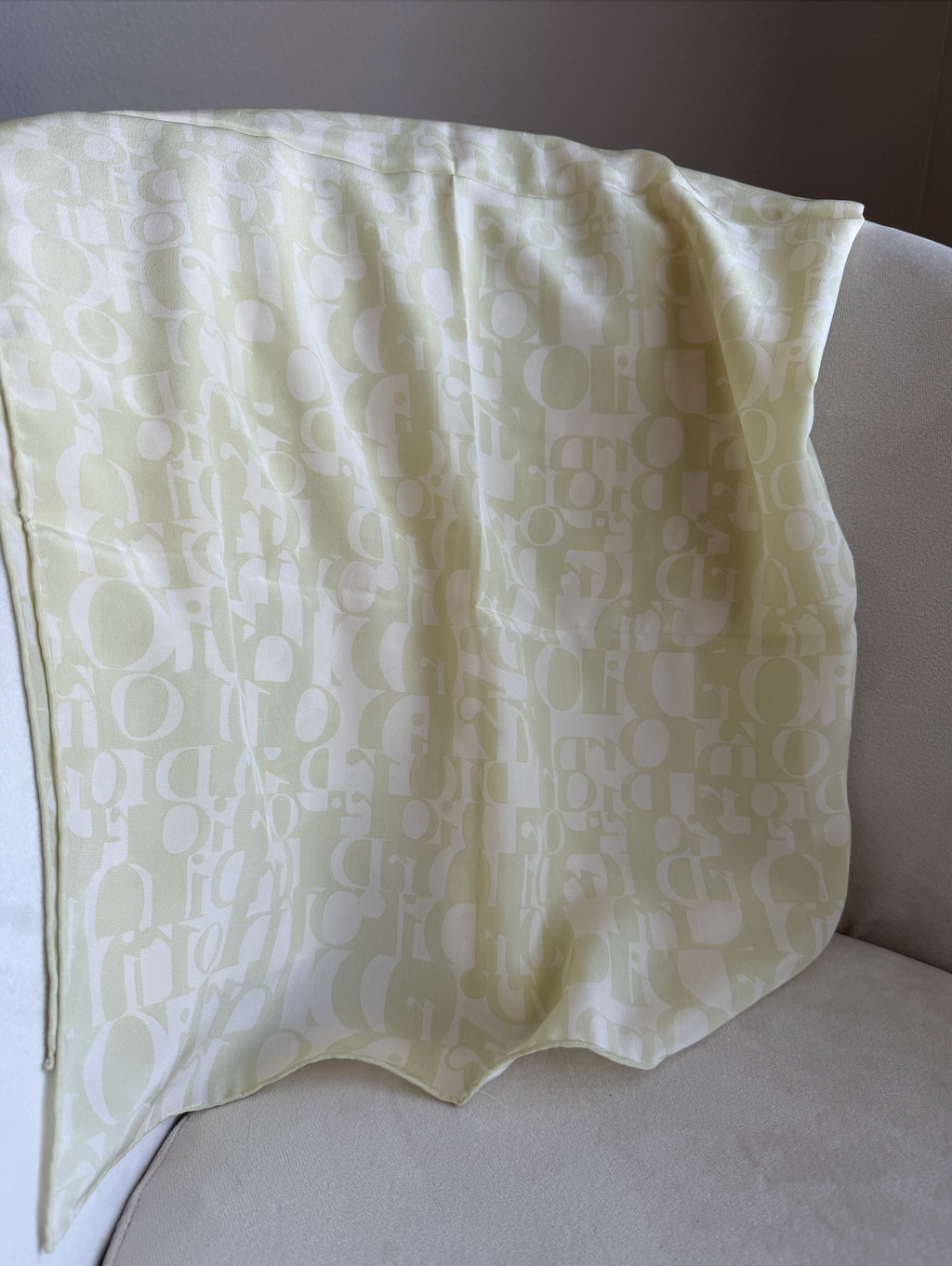 Dior Cream/Green Silk Scarf