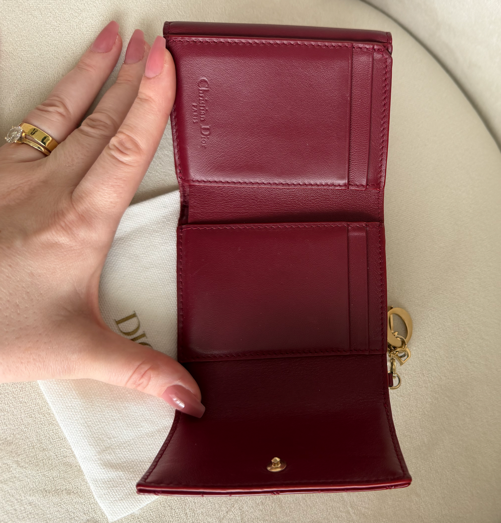 Dior Cannage Patent Leather Compact Wallet
