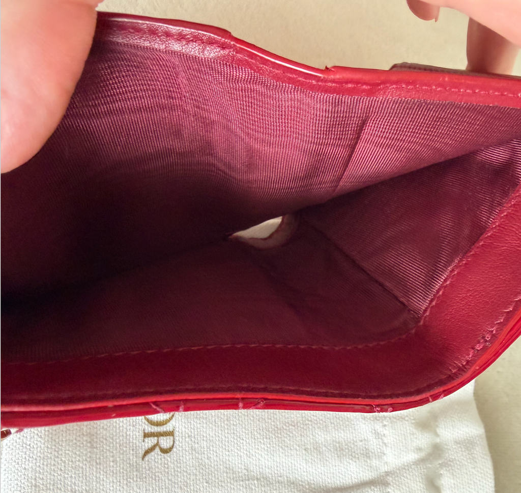 Dior Cannage Patent Leather Compact Wallet
