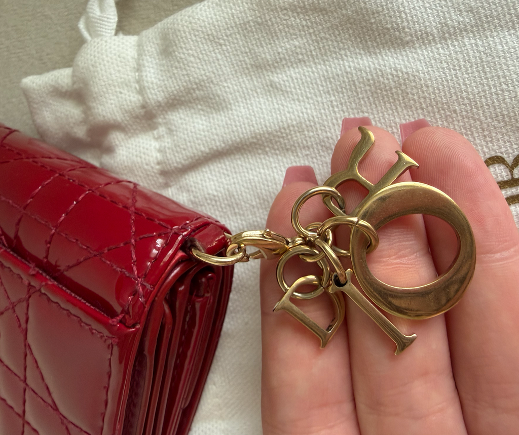 Dior Cannage Patent Leather Compact Wallet