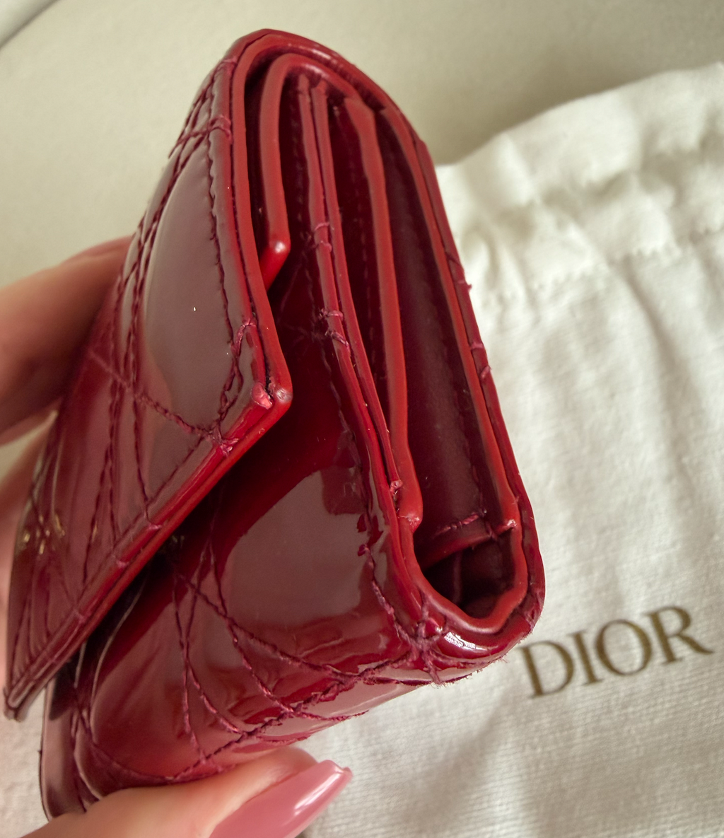 Dior Cannage Patent Leather Compact Wallet