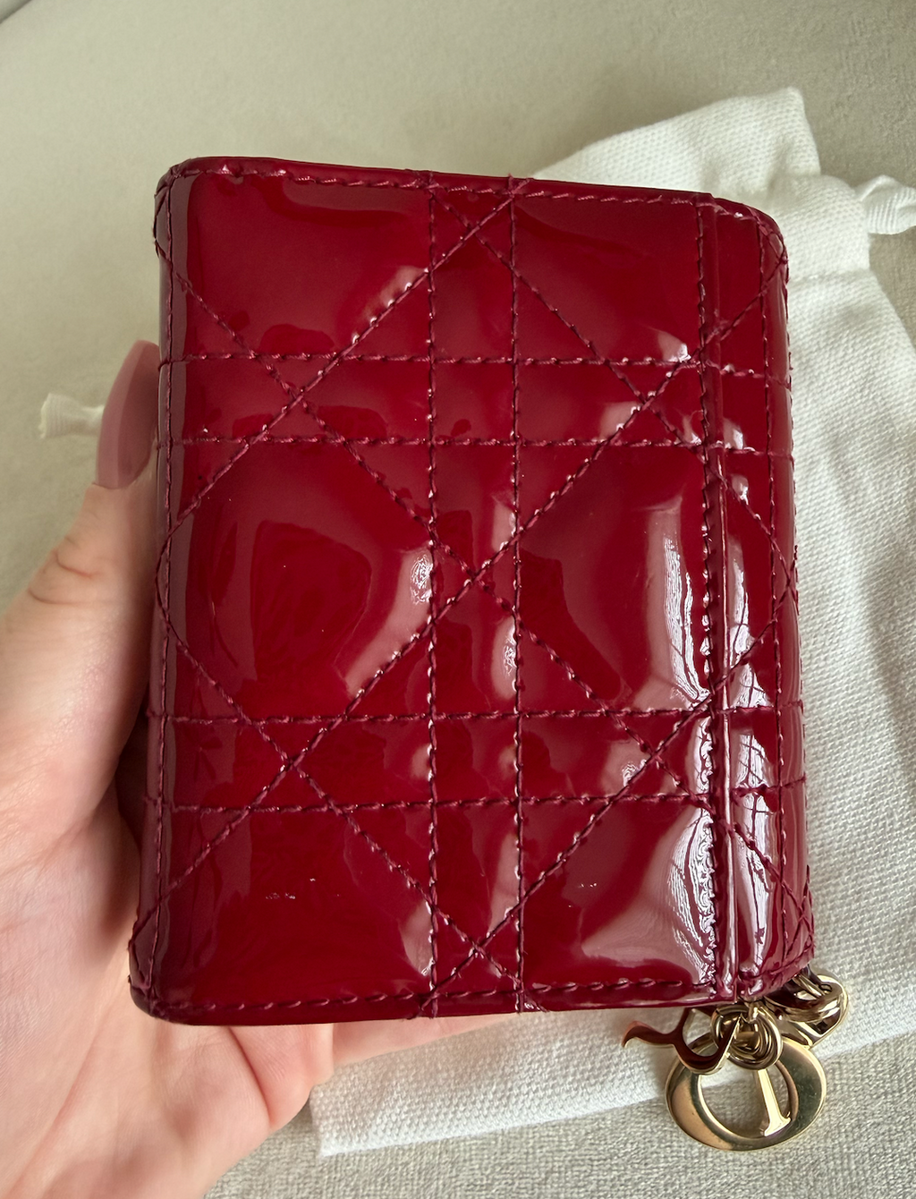 Dior Cannage Patent Leather Compact Wallet