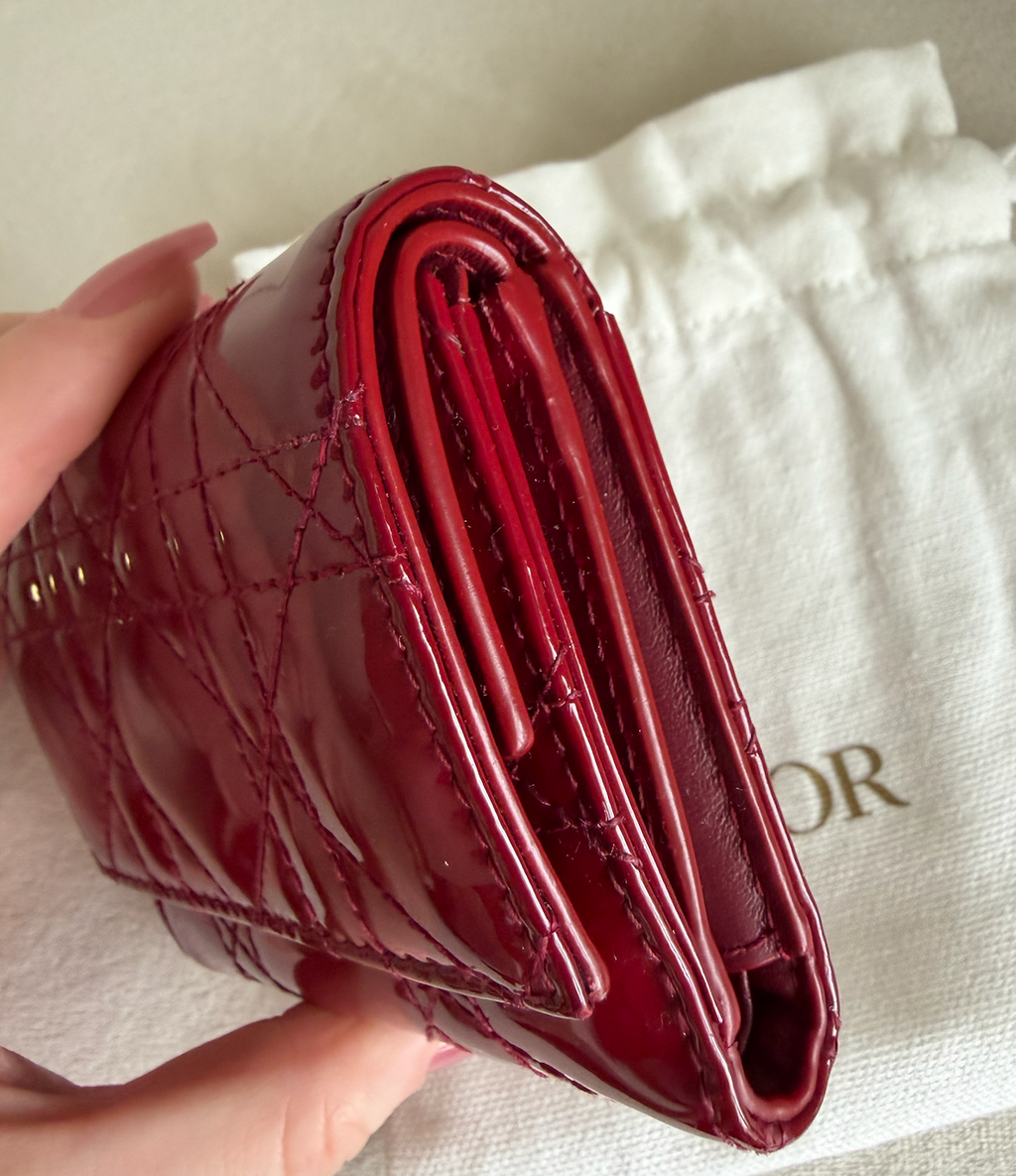 Dior Cannage Patent Leather Compact Wallet