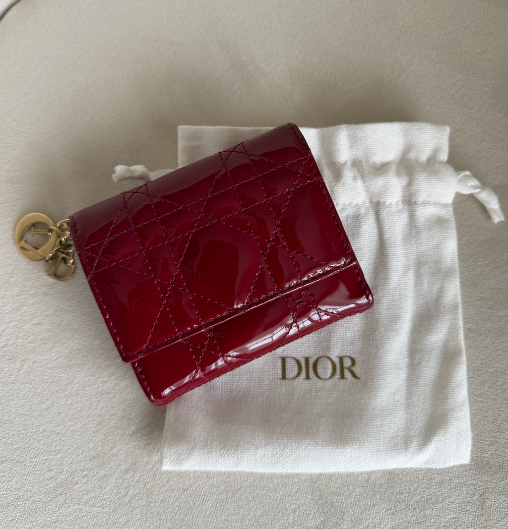 Dior Cannage Patent Leather Compact Wallet