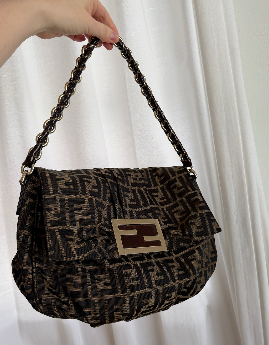 Fendi Zucca MIA Flap Shoulder Bag