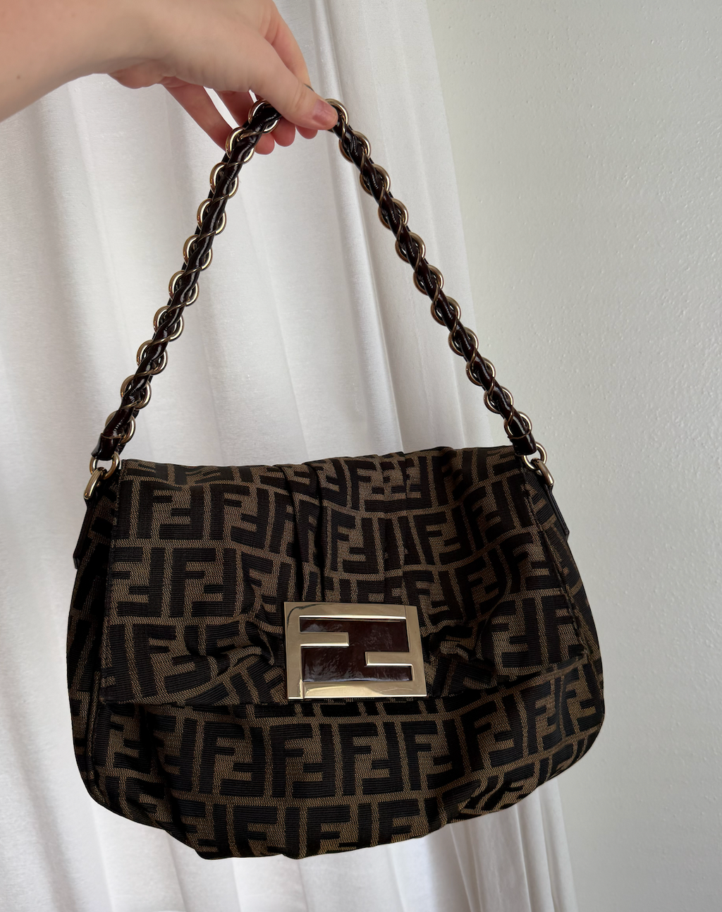 Fendi Zucca MIA Flap Shoulder Bag