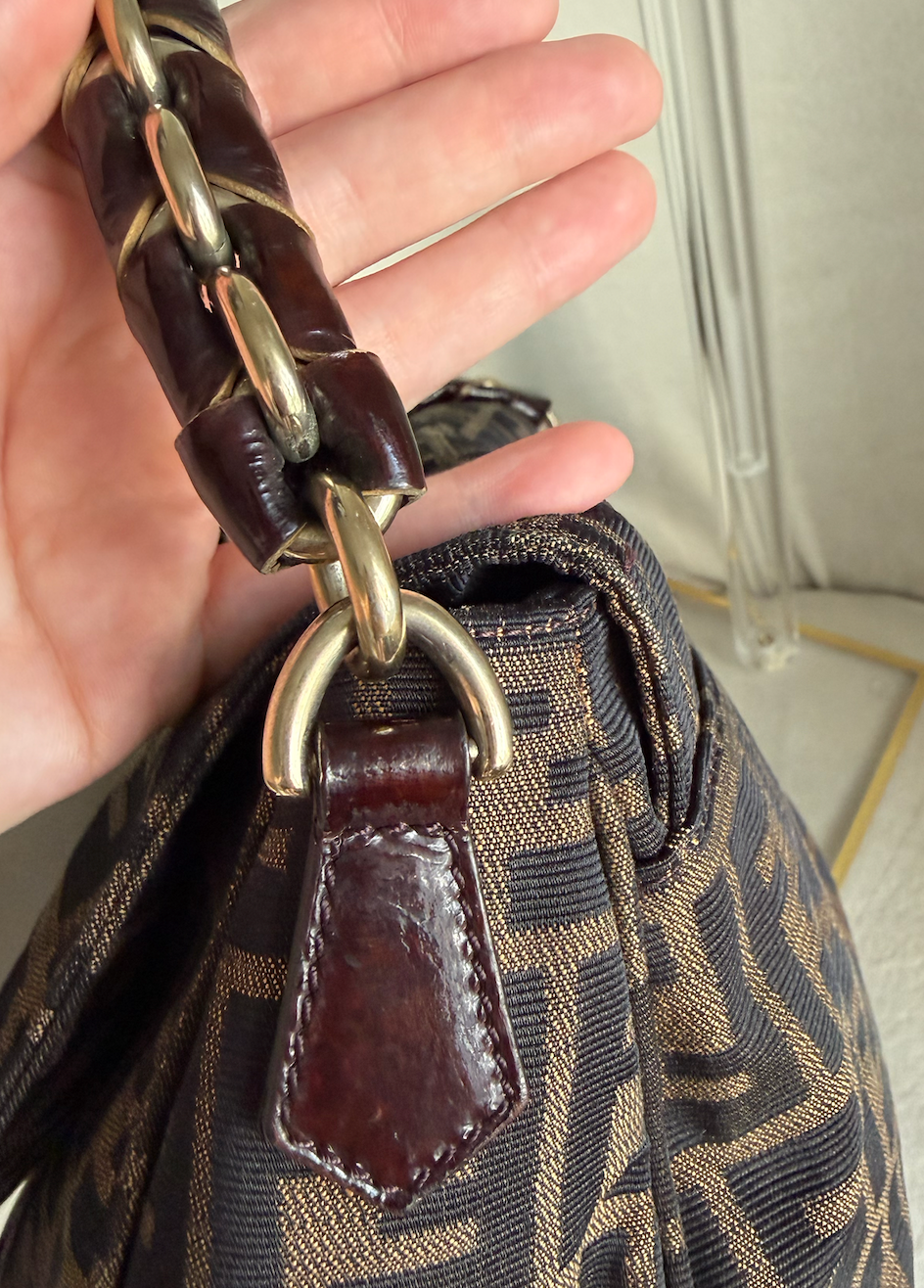 Fendi Zucca MIA Flap Shoulder Bag