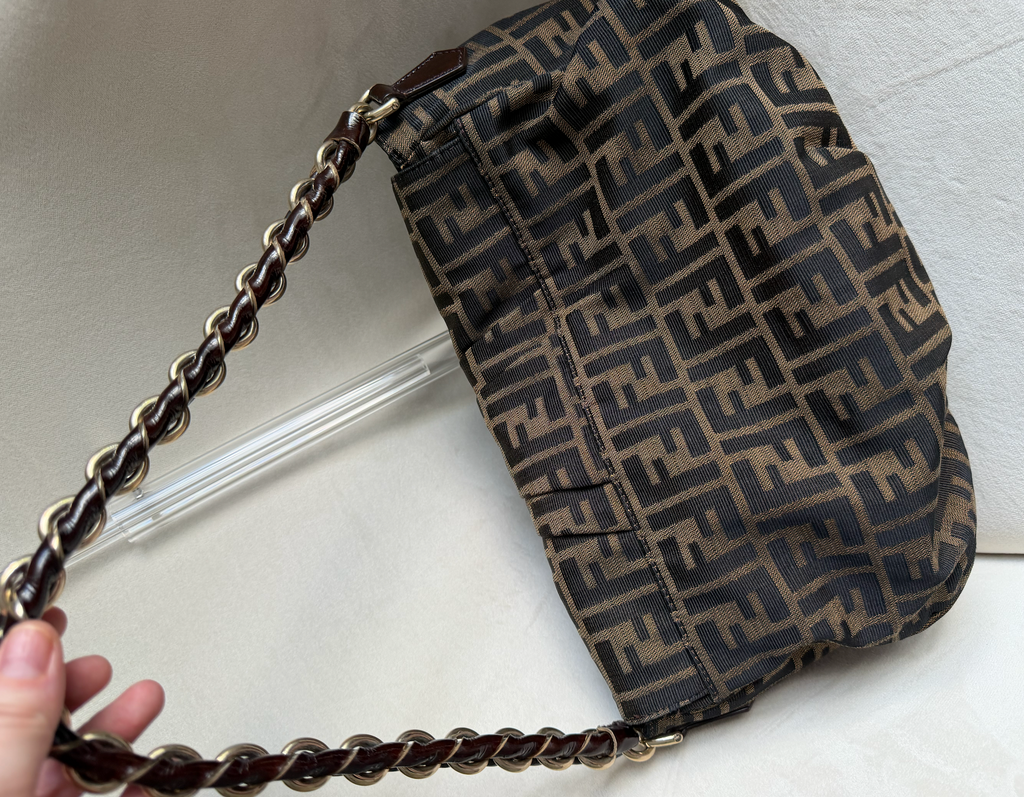 Fendi Zucca MIA Flap Shoulder Bag