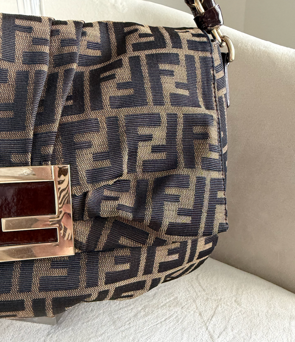 Fendi Zucca MIA Flap Shoulder Bag