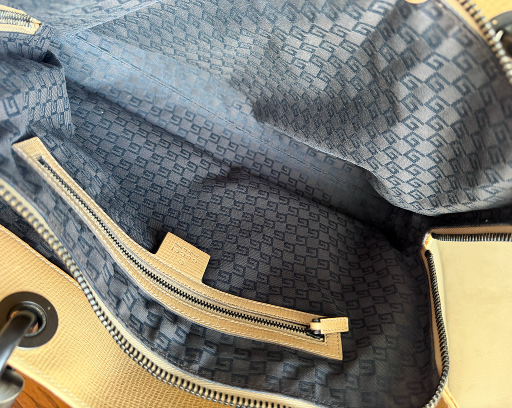 Gucci Whipstitch Wood Handle Hand Bag