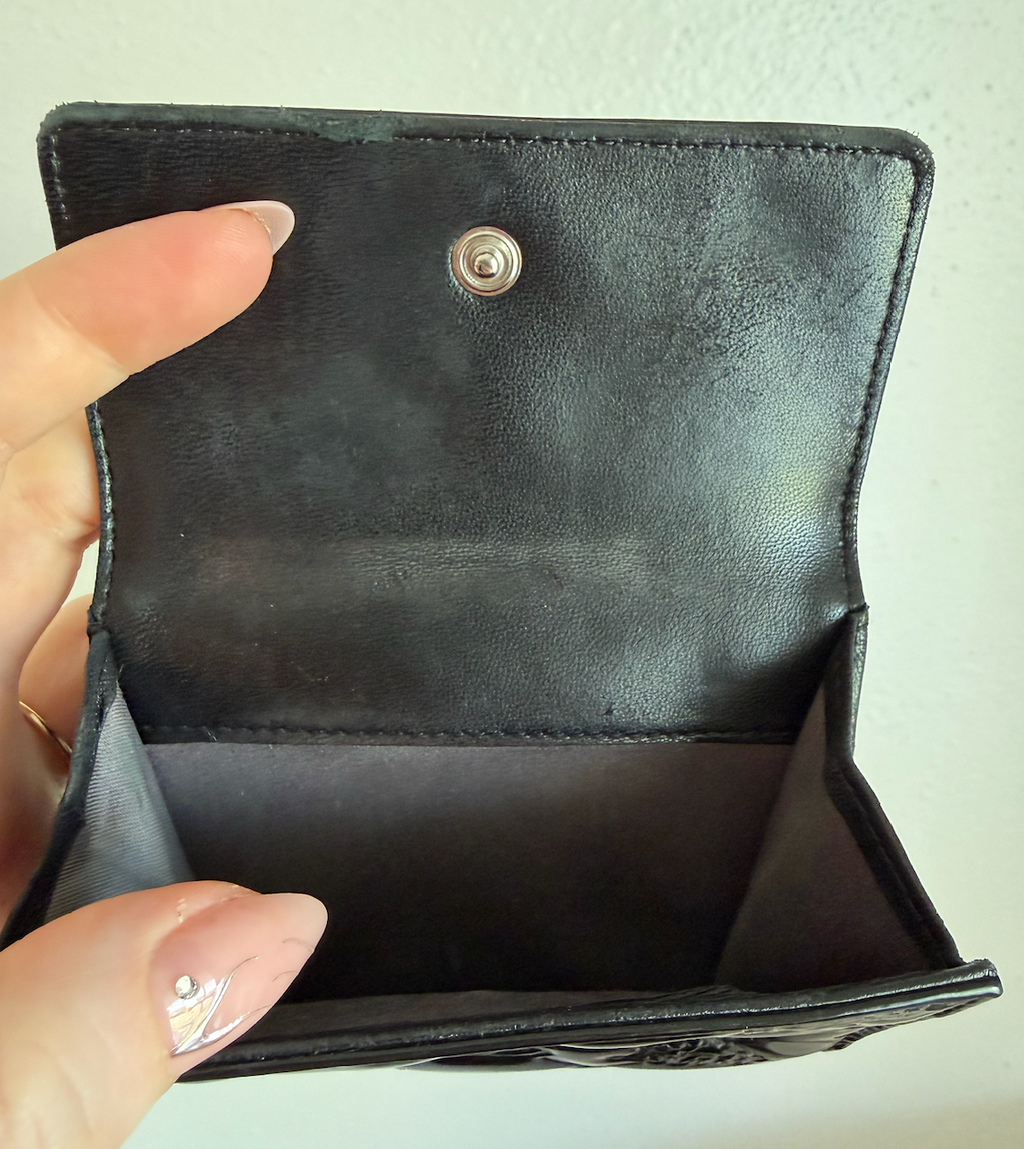 Chanel Black Patent Leather Symbols Lucky Charm Compact Wallet