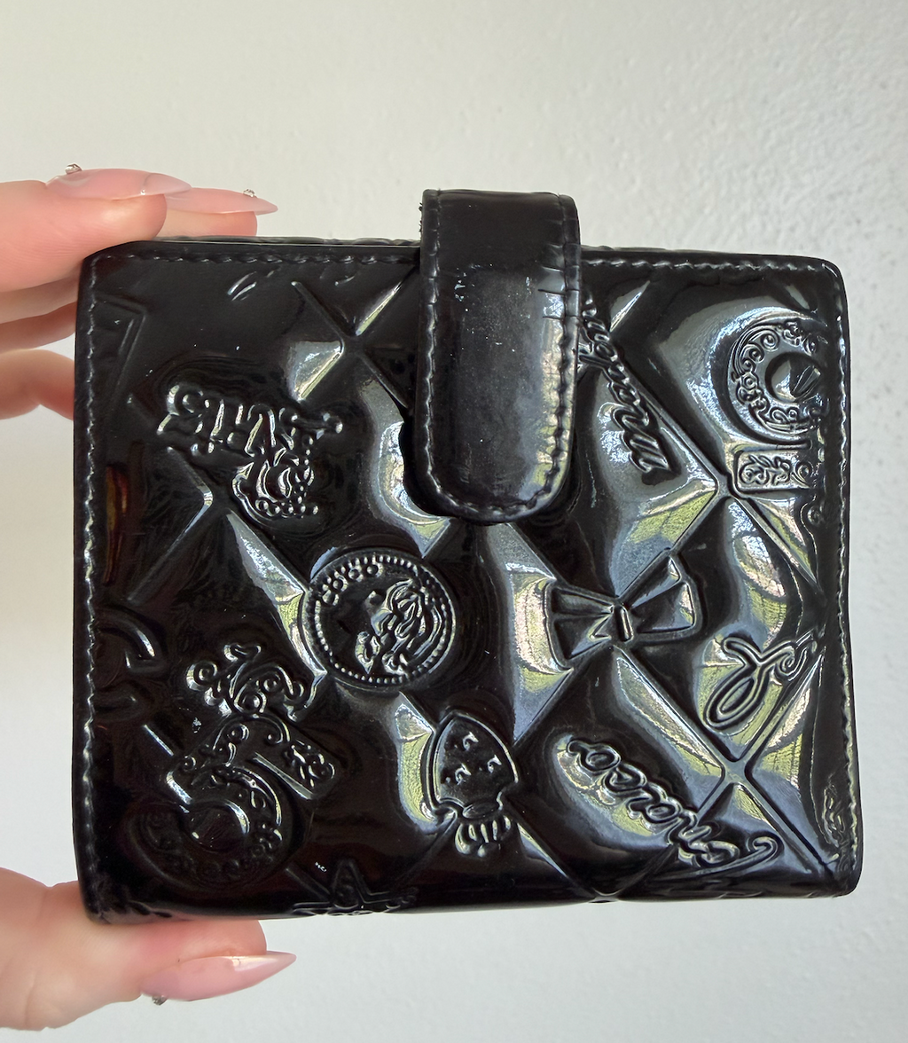 Chanel Black Patent Leather Symbols Lucky Charm Compact Wallet