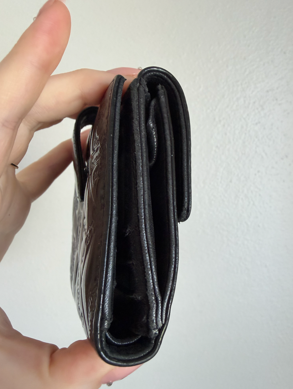 Chanel Black Patent Leather Symbols Lucky Charm Compact Wallet