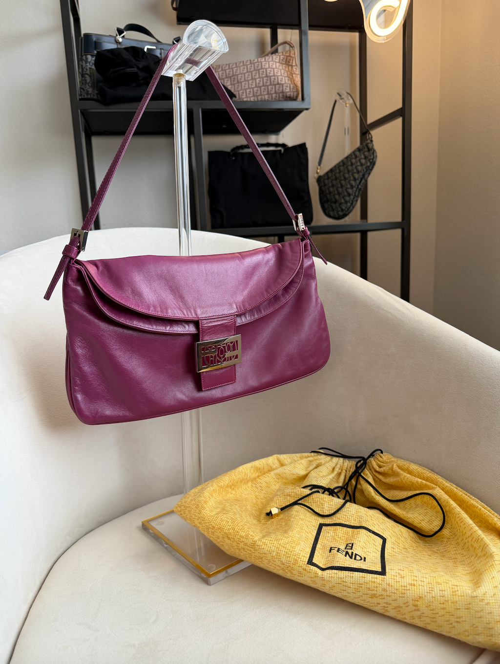 Fendi Mamma Baguette (Magenta Leather)