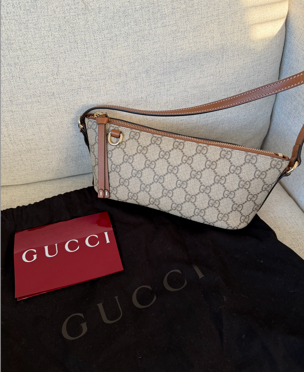 Gucci GG Coated Canvas Emblem Small Shoulder Bag