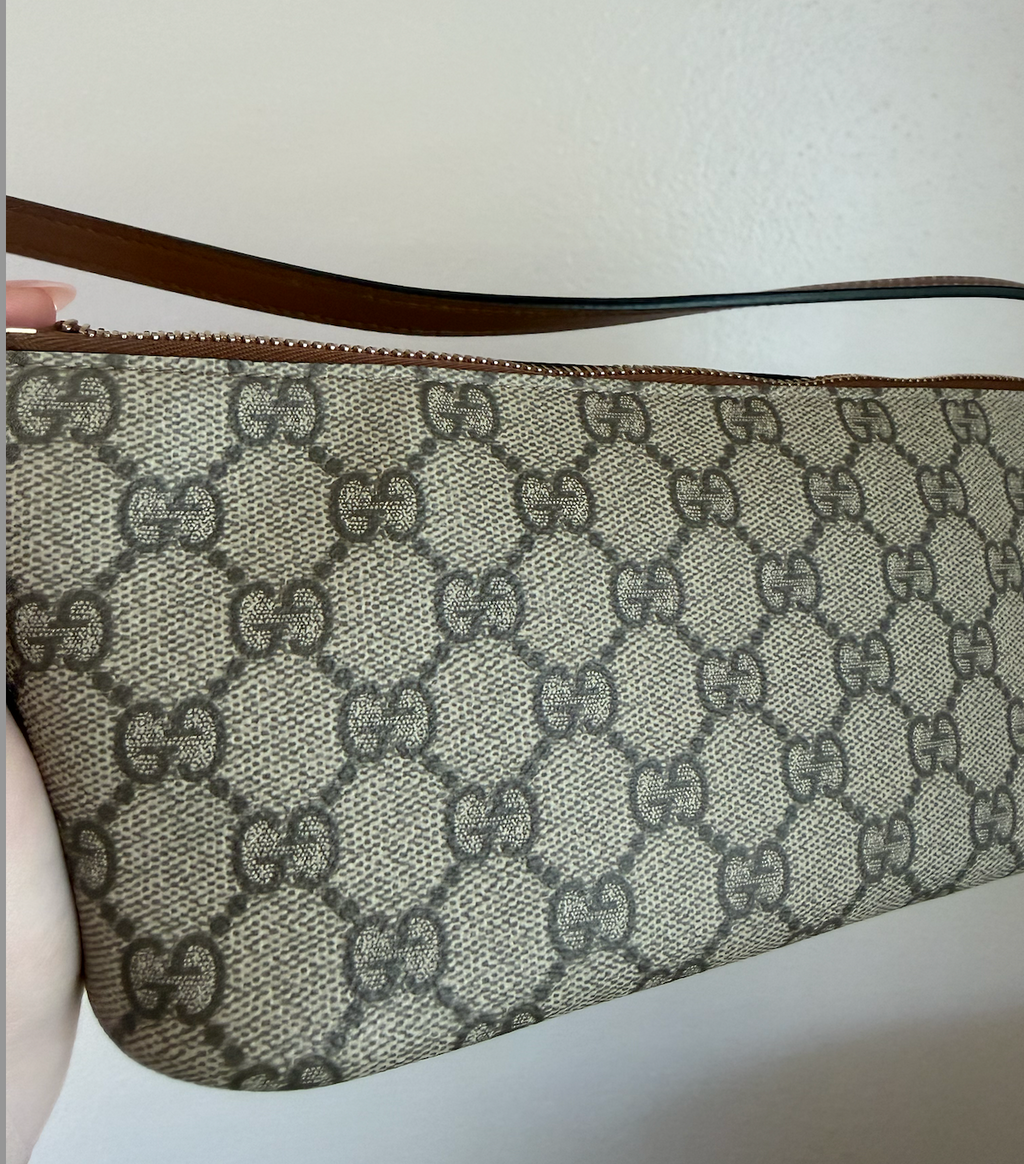 Gucci GG Coated Canvas Emblem Small Shoulder Bag