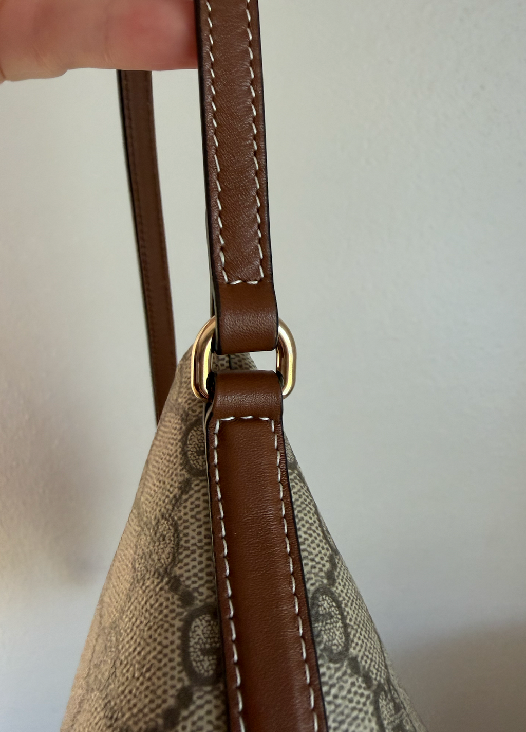 Gucci GG Coated Canvas Emblem Small Shoulder Bag