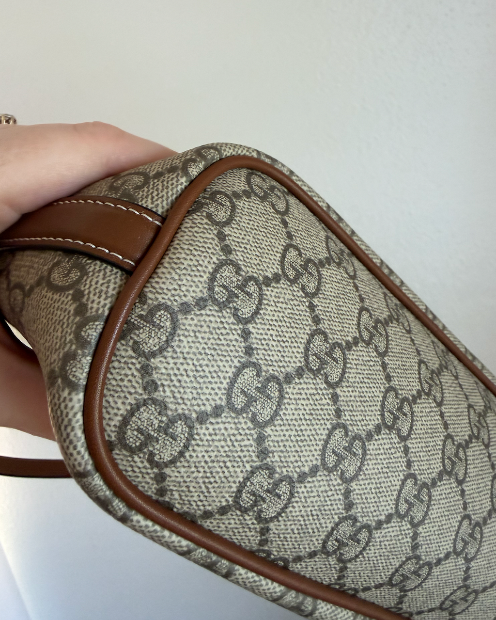Gucci GG Coated Canvas Emblem Small Shoulder Bag