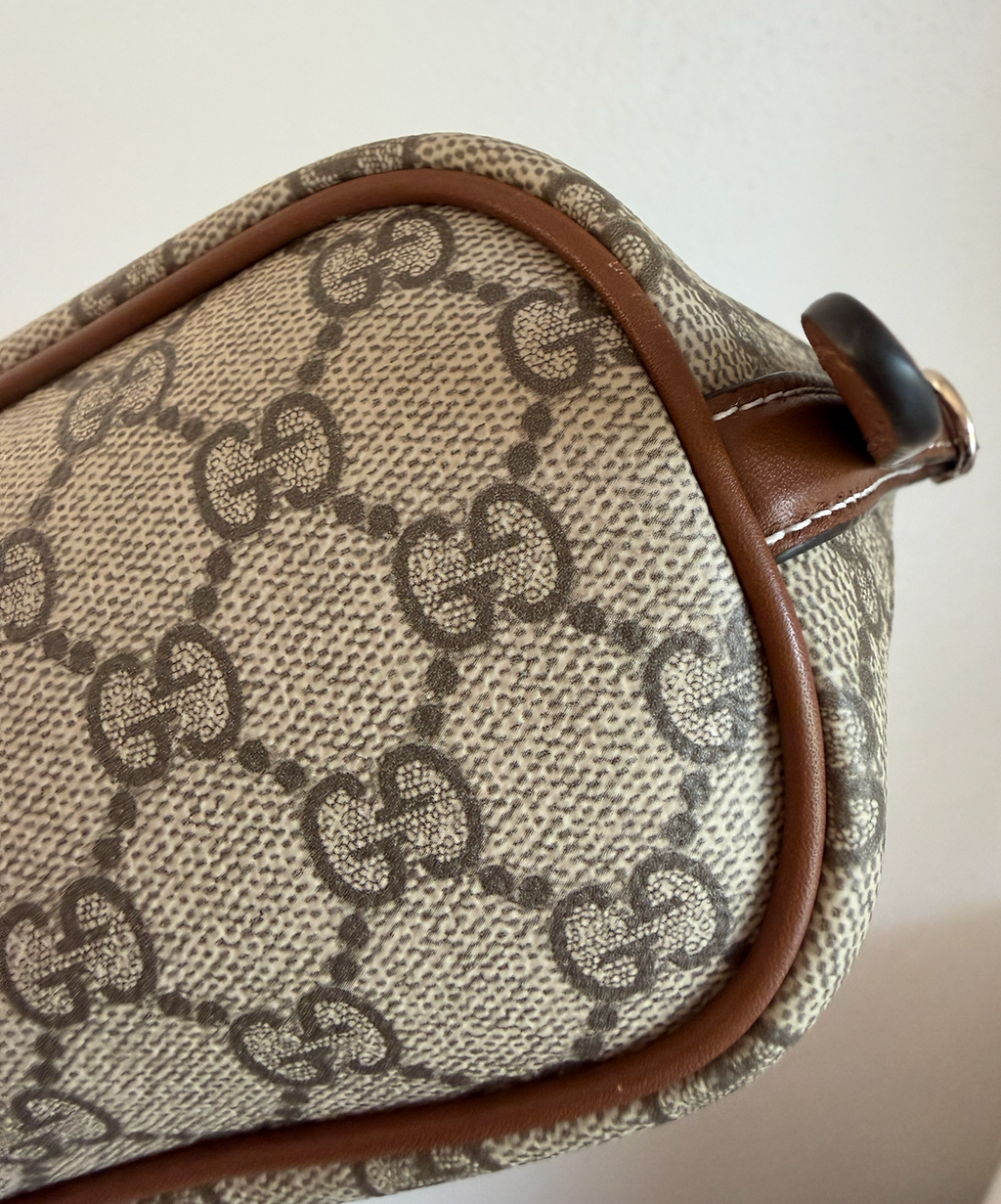 Gucci GG Coated Canvas Emblem Small Shoulder Bag