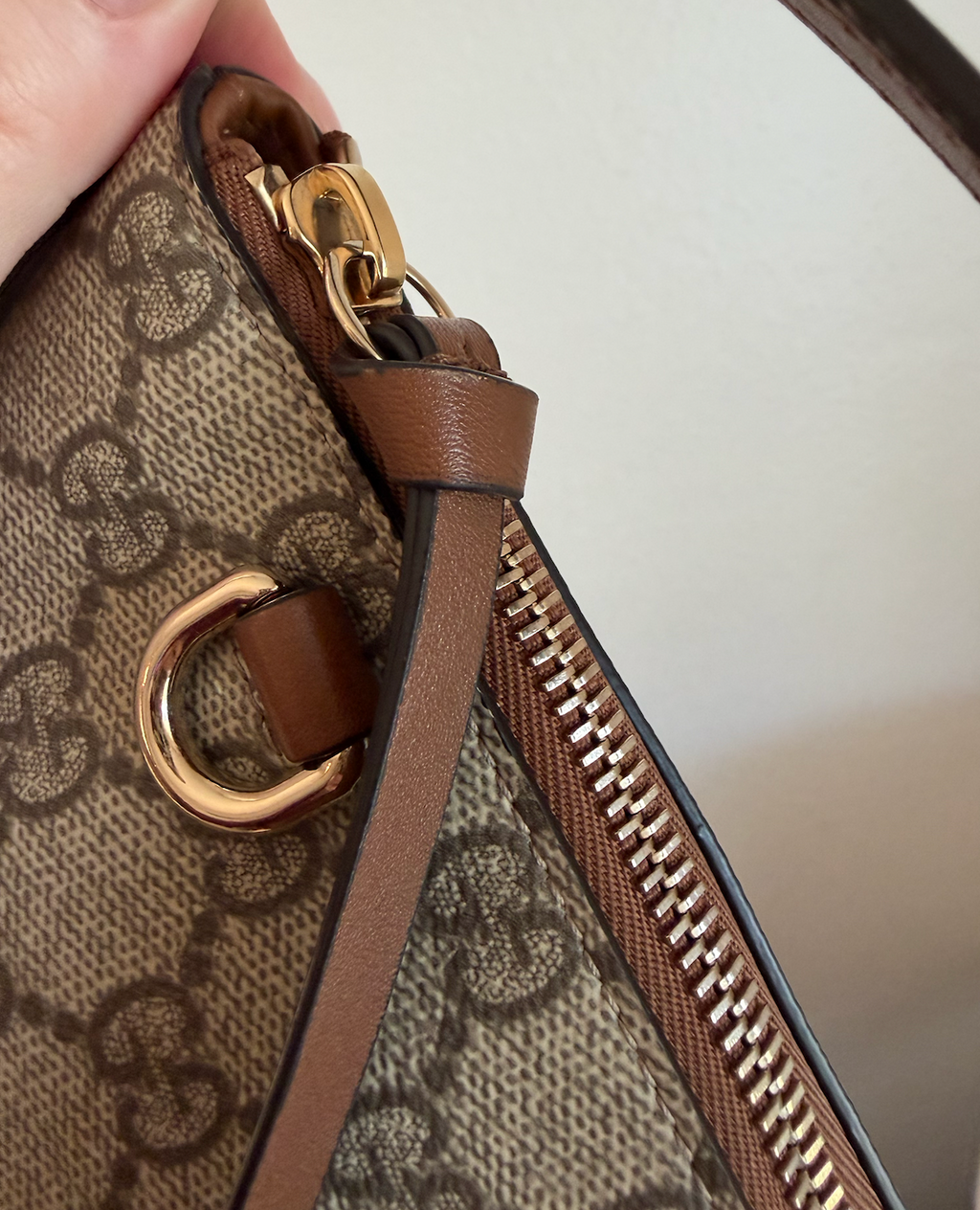 Gucci GG Coated Canvas Emblem Small Shoulder Bag