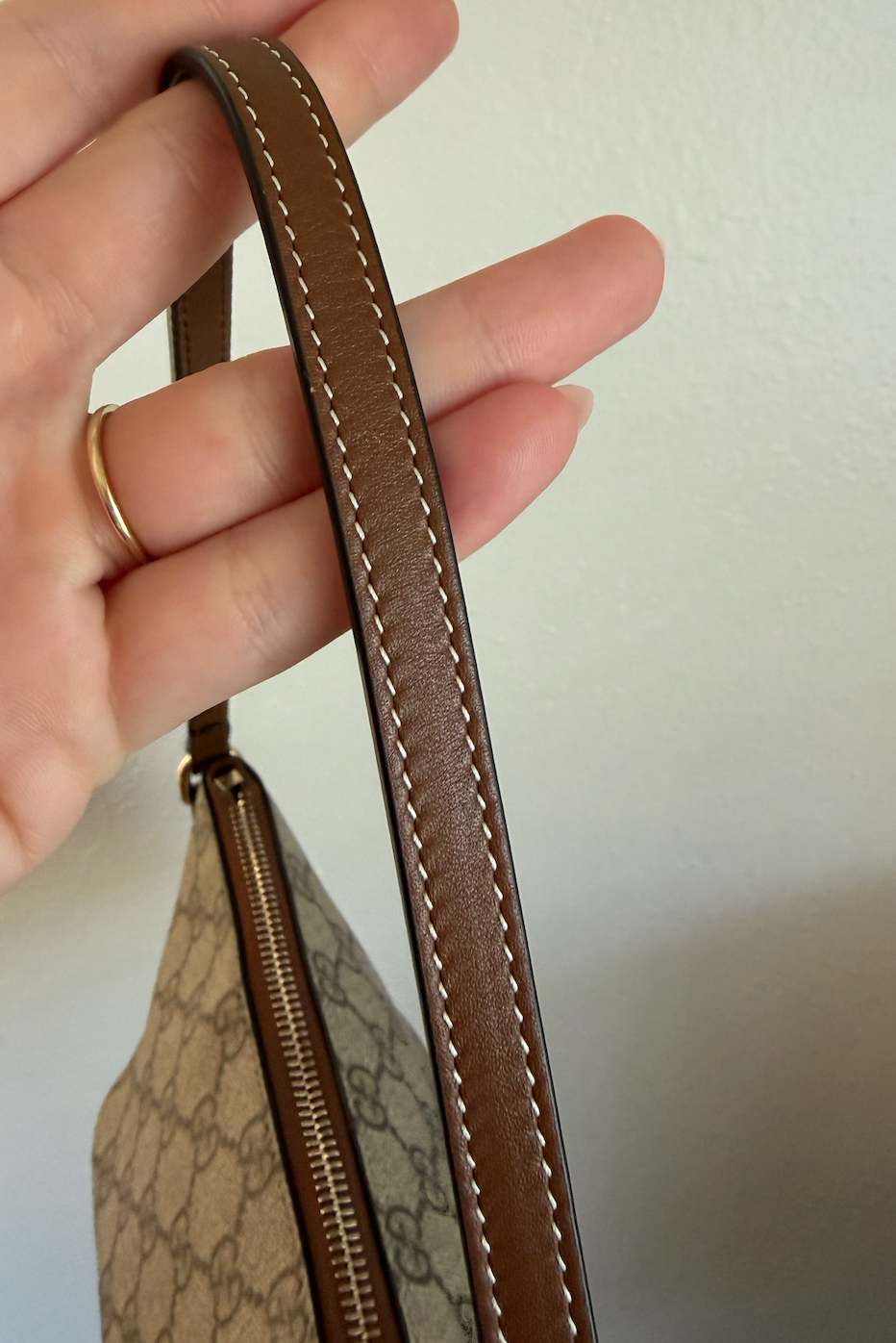 Gucci GG Coated Canvas Emblem Small Shoulder Bag