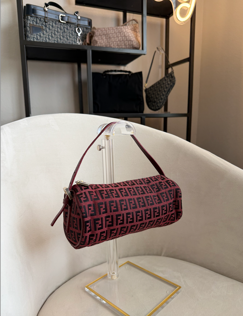 Fendi Zuchinno Barrel Pochette (red/black)