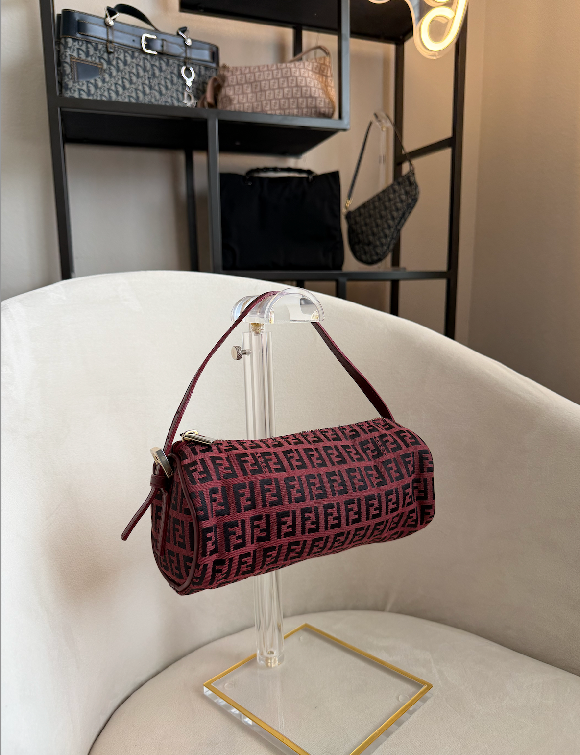 Fendi Zuchinno Barrel Pochette (red/black)